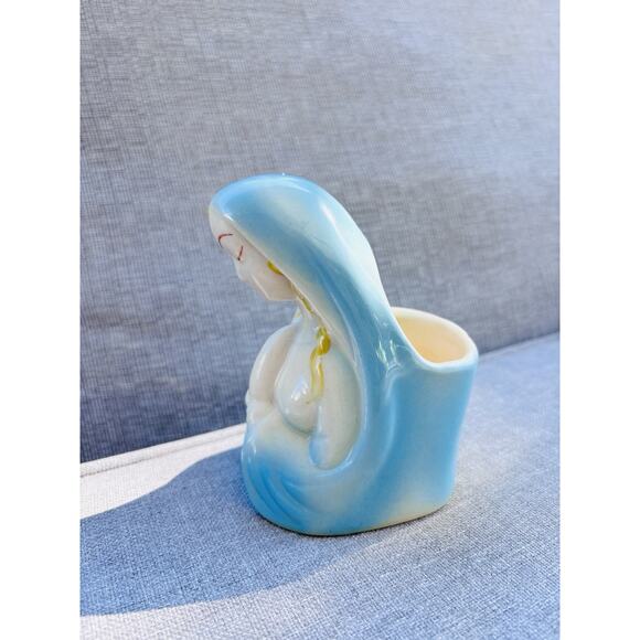 Vintage Very Old Ceramic Praying Hands Virgin Mary Madonna Planter 4.5" - Picture 6 of 10